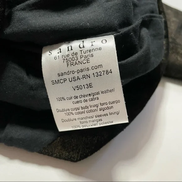 Sandro Designer 100% Goat Leather Blazer Suit Jacket w/ Shoulder Pads Small - Picture 4 of 6